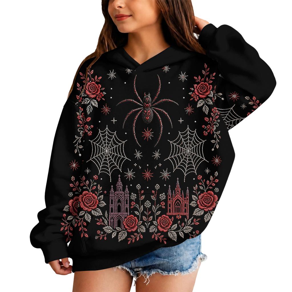 Kids Halloween Printed Hoodie - Casual Long Sleeve Pullover Sweatshirt for Boys and Girls