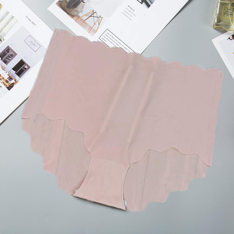 Ice Silk Seamless Ultra-Thin Wavy High Waist Plus Size Women's Breathable Triangle Panties
