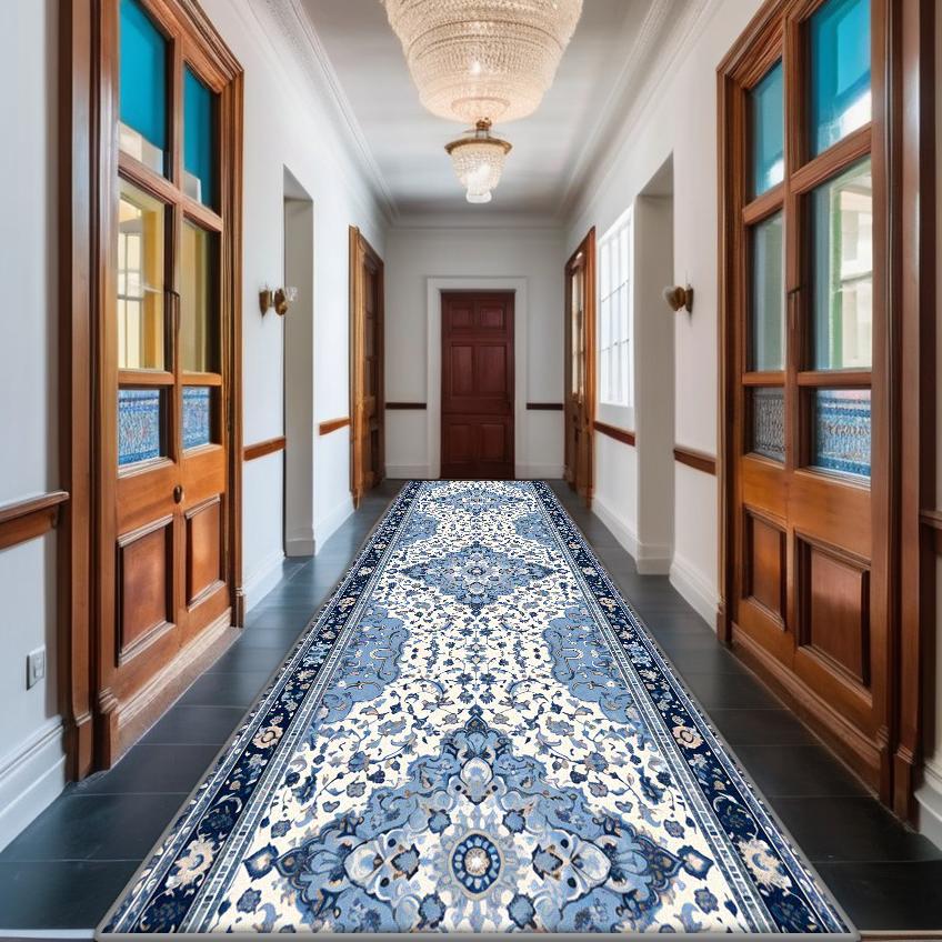 Persischer Roter Langflur Teppich Rutschfest Dekoration Zuhause Böhmisch Retro Eingangsläufer Waschbar Boho Läufermatte Anpassbar