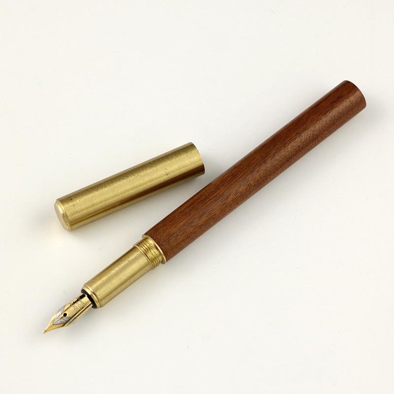 Brass and wooden fountain pens, gift fountain pens, business office study writing practice pens