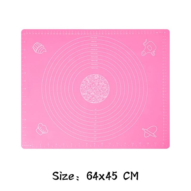 70/64/40Cm Silicone Kneading Dough Mat Nonstick Cookie Cake Baking Mat Fondant Pizza Biscuit Rolling Pad Paste Flour Table Sheet
