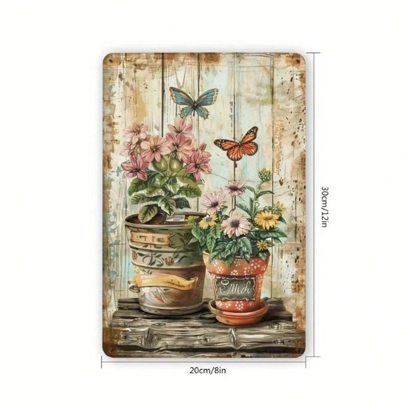 Retro Metal Wall Art, Living Room Decor, 20x30cm Panel