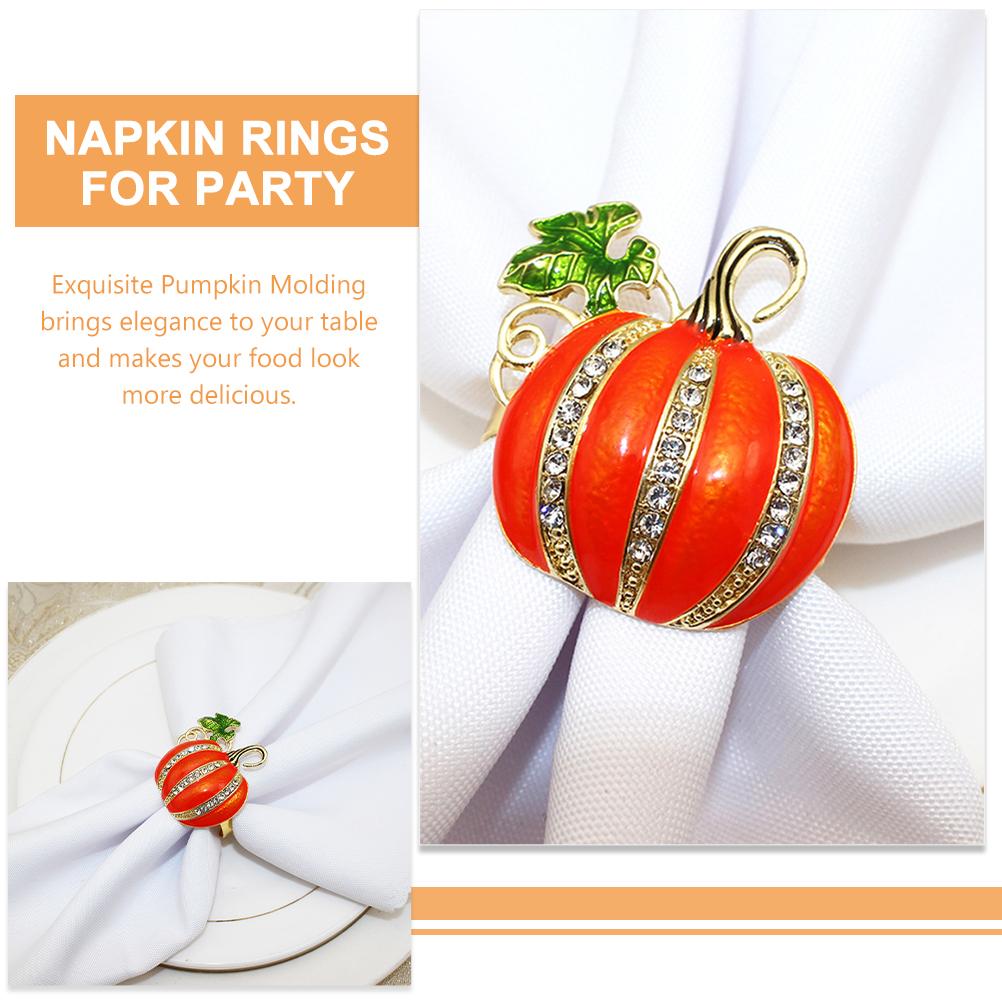 4 Pcs Napkin Buckle Banquet Rings Decorative Party Decorations Decorate Pumpkin Halloween Orange Tissue For Table Decors