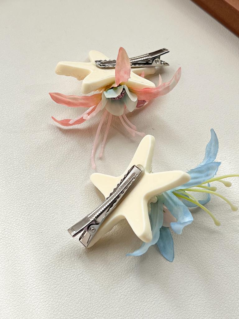 2Pcs Vintage Starfish Flower Hair Clip,Beach Sea Star Mermaid Hair Pins Hair Headwear Styling Tools Accessories for Women Girl