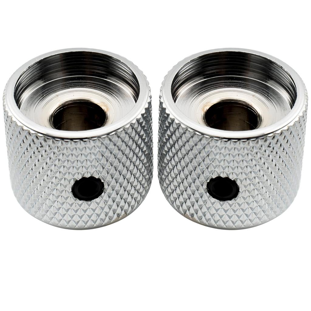 Musiclily Pro 1/4" Steel Mother-of-Pearl Dome Knobs, Side-Threaded, Universal Fitting for Electric Guitar/Bass, Chrome (Set of 2)