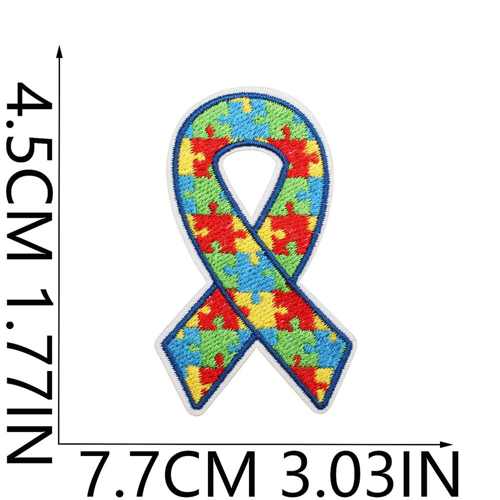 Färg pussel broderi tyg klistermärke liten dinosaurie dator broderi etikett tecknad sköldpadda autism kampanj patch klistermärke strykning
