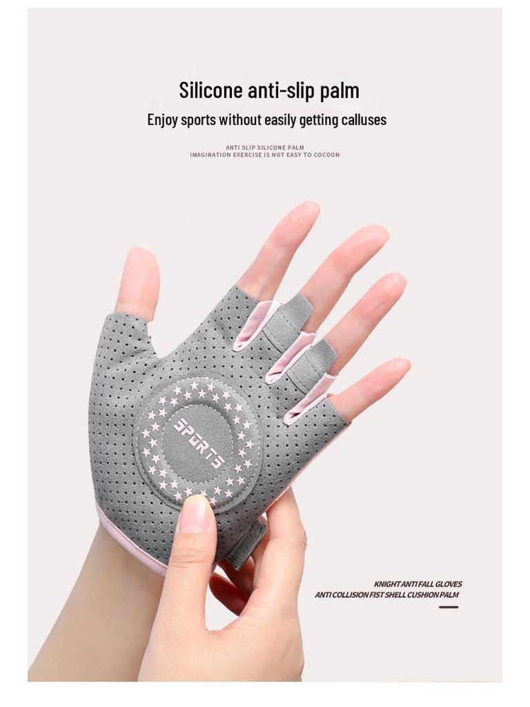 Dámské fitness rukavice bez prstů s protiskluzovou úpravou pro cyklistiku, shyby a cvičení s kettlebell