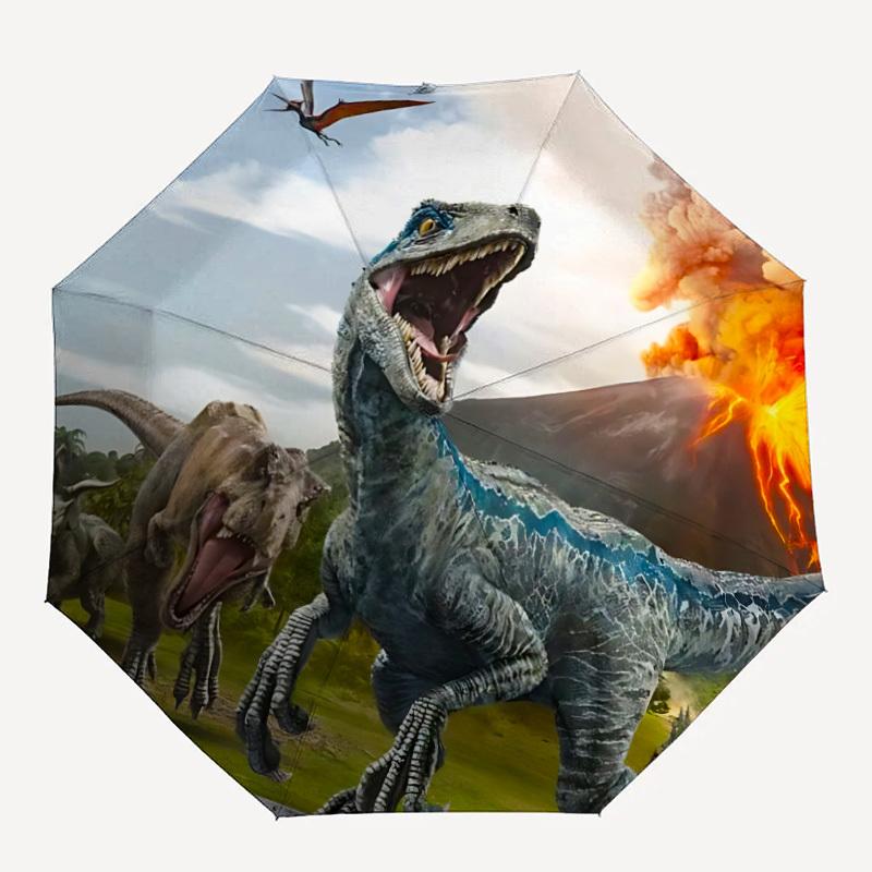 1PC Dinosaur Volcano Automatic Open/Close, Durable Foldable Design, Fashionable Compact Umbrella for Outdoor Adventures, Daily