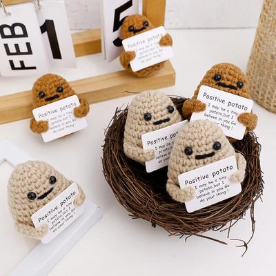 Nueva Muñeca de Bolsillo Abrazo de Patatas de Energía Positiva con Tarjeta Muñecas Tejidas de Lana de Felpa Hechas a Mano Regalos de Fiesta de Navidad Decoración de Habitación Hogar