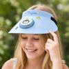 Outdoor Studenten-Fächerhut Wiederaufladbar Drei Geschwindigkeiten Sonnenvisierhut mit DIY-Aufklebern Cartoon-Stil Verstellbares Kopfband USB-Aufladung