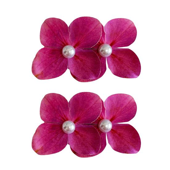 2 Stück Sommer-Haarnadel Farbverlauf Hortensie Doppelblüten-Design Imitation Perlenverzierung Haarspange Pony Seitenhaar Sommer-Haarschmuck
