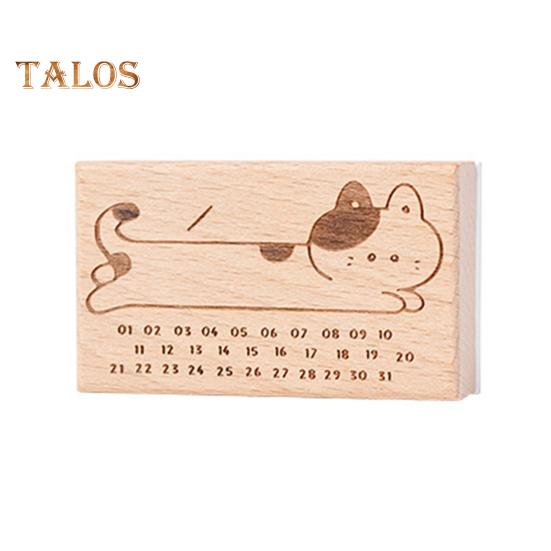 Cartoon Cat Planner Stamp DIY Scrapbooking Weekly Monthly Schedule Planning Time Clock Calendar Daily To-do-list Decorative Wooden Stamp Blocks