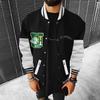 Mens Punk Style Color-Block Zipper Pocket Baseball Jacket Casual Outerwear