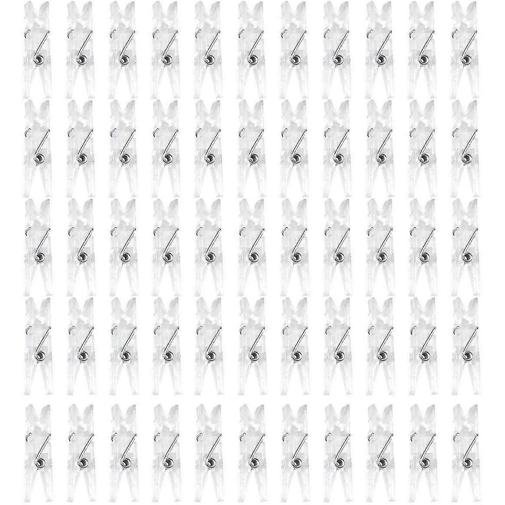 Clothes Pegs 60 Pcs Mini Clips For Photo Plastic Transparent Lightweight Mini