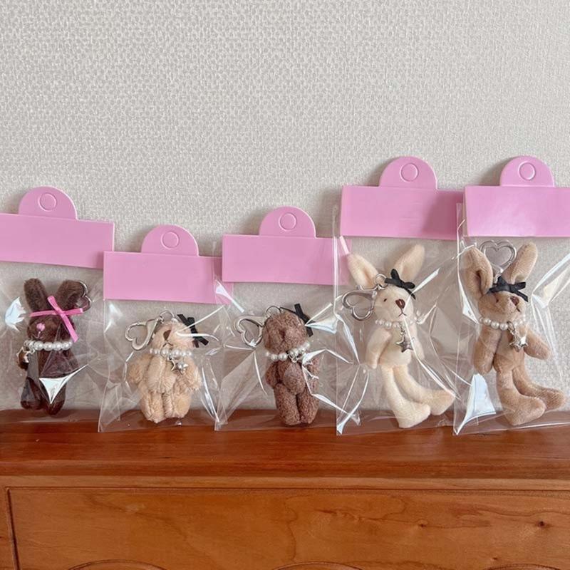 Cartoon Rabbit Keychain Cute Bear Doll Pendant Keyring Delicate Bowknot Ornament Backpack Decoration for Bag Purse Key