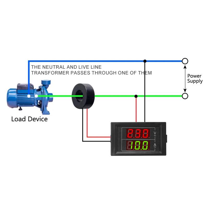 D85-5035VA Small Dual Display Single Phase AC Voltage Meter Ammeter Digital Display Board Meter AC60-500V 100A