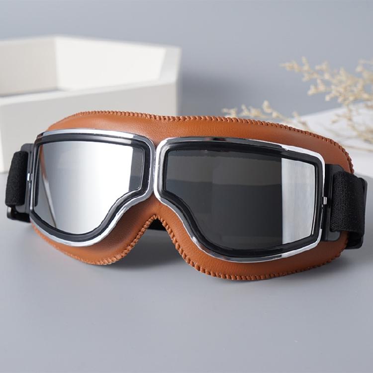 Padded Motorcycle Goggles Anti Fog Lens Clear Mirror