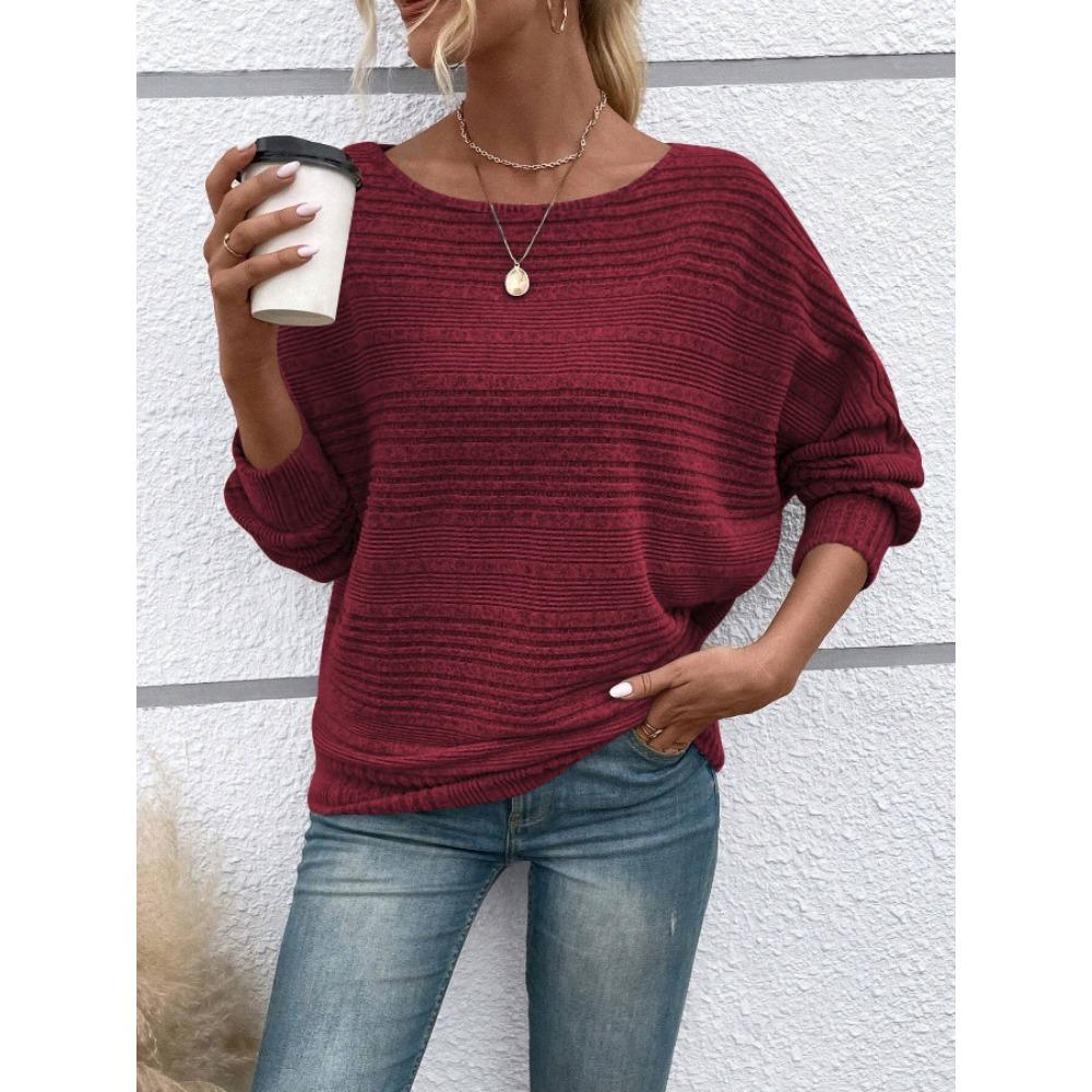 Women's Sweater Fall/Winter Casual Sweatshirt Women's Solid Color Top Long-Sleeve Crew Neck Patchwork Pullover T-Shirt