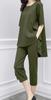 Chiffon Top and Comfortable Loose Fit Jersey Gaucho Pants Sizes [scion & co] [Scion] 2-Piece Set, Slimming, S-XL (JP, Alphabet, XL, Green)