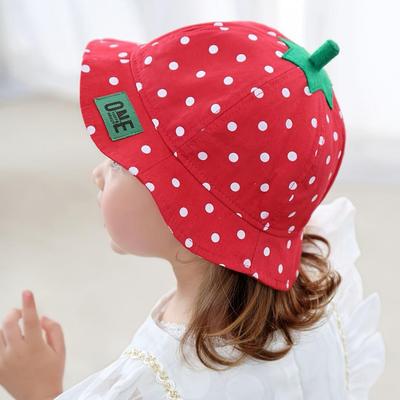 Cappello a Secchiello Frutta Cartone Animato Cappellino Rosso Fragola Carino per Bambini Piccoli Maschio Femmina Cappelli da Sole Estivi con Volant a Tesa Larga