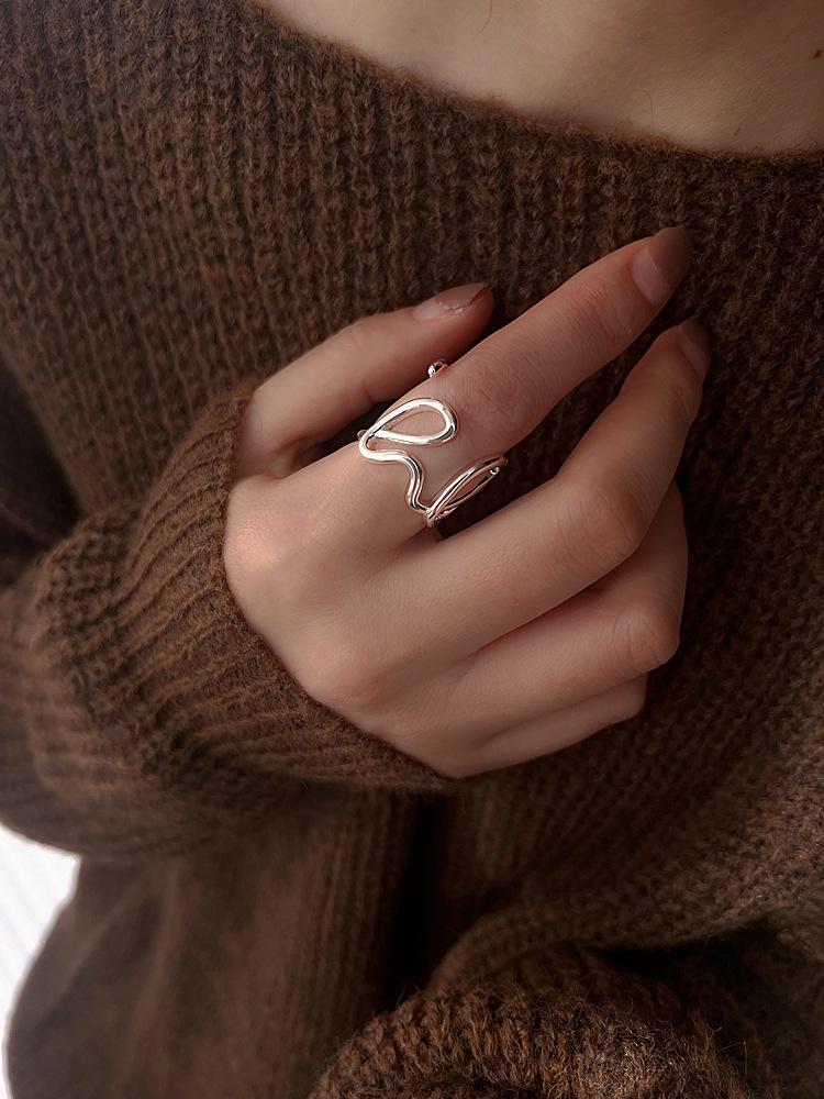 S925 Silver LOVE Letter Women's Creative Open Ring - Versatile Niche Design