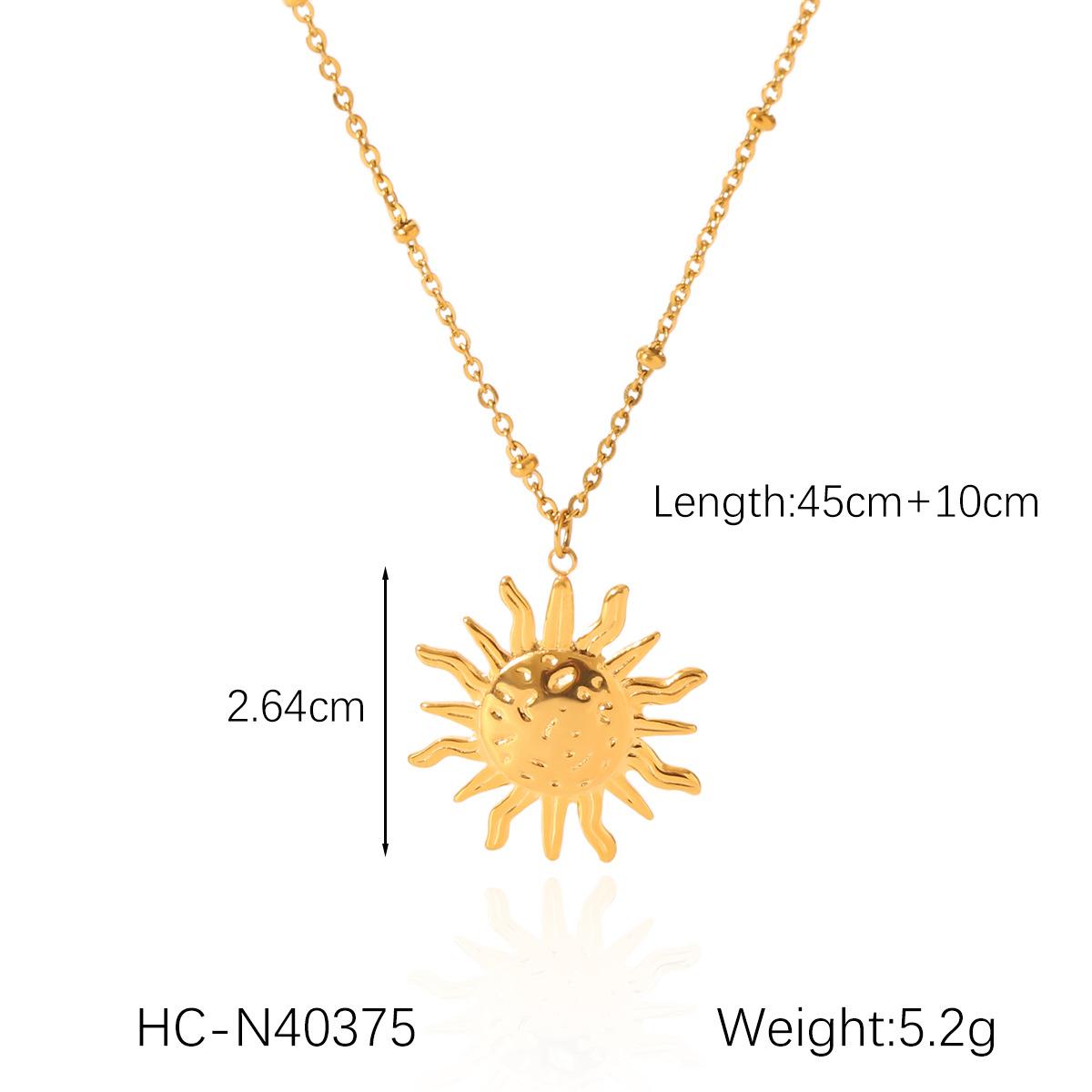 

Stainless steel irregular sun pendant necklace, niche design, premium feel, clavicle chain, titanium steel neck chain