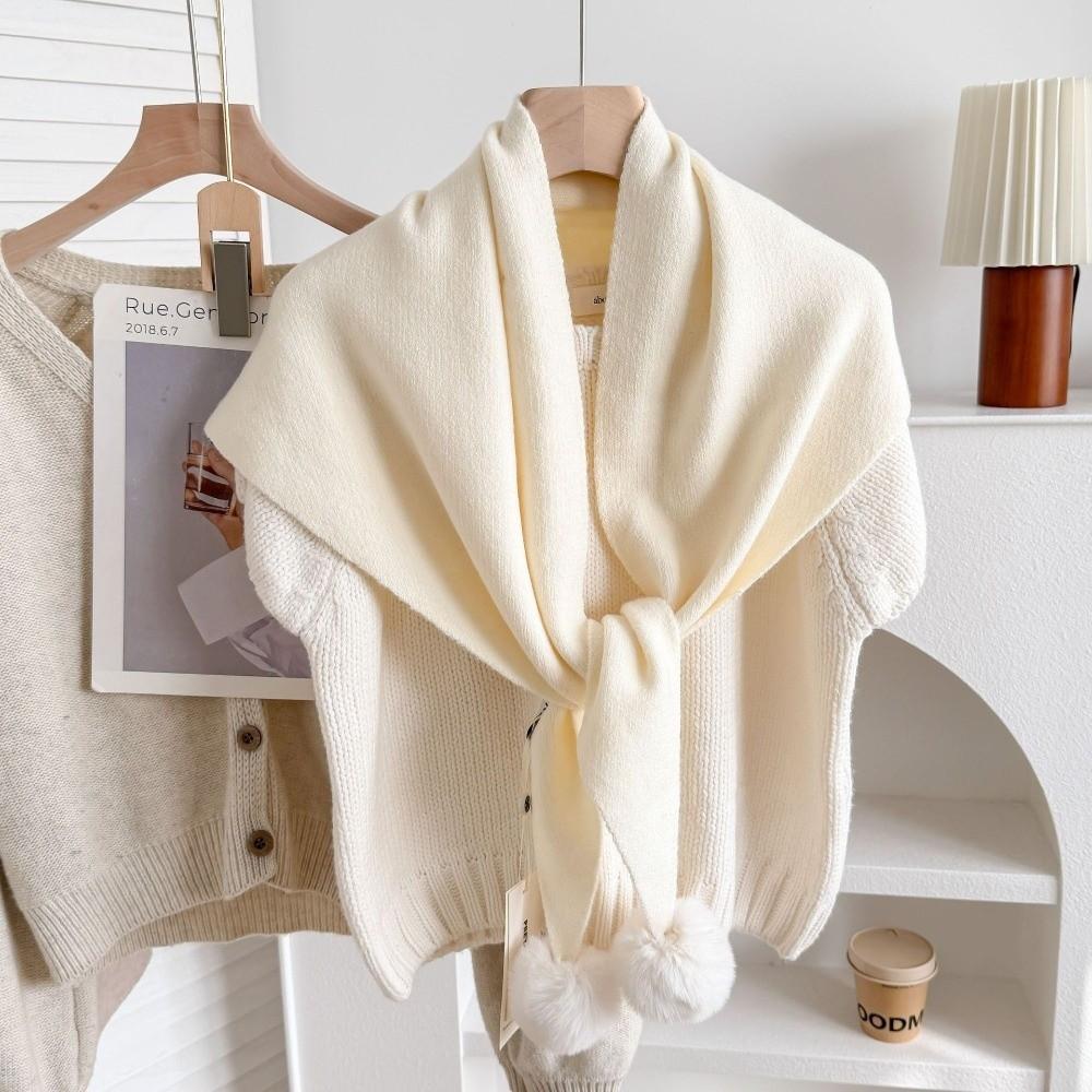 Soft Thick Triangle Knit Scarf Cross Tie Shoulder Cover for Cold Weather Casual Wear