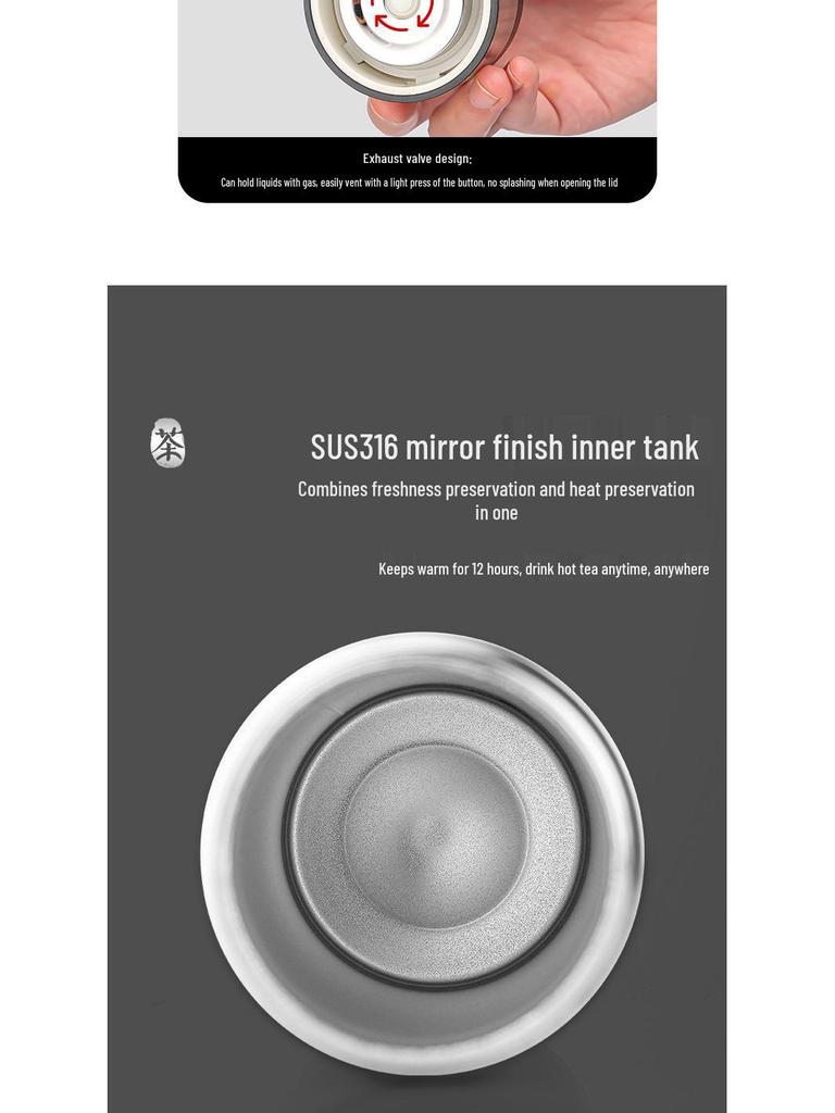 New 316 Stainless Steel Insulated Cup with Quick-Open Lid and Tea Separator