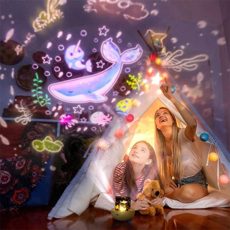 Ocean Night Light Projector Kids Projector for Bedroom,Stars Projector for Ceiling 360 Degree Rotation Kid Night Light for Decor