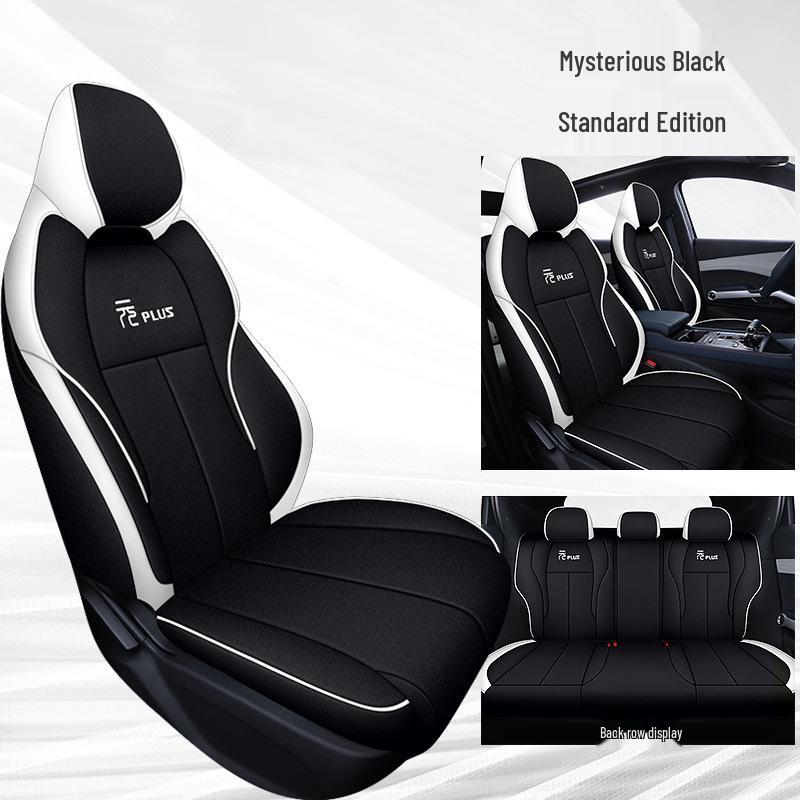 BYD Yuan PLUS Linen Cartoon Car Seat Cushion – Breathable, Full Wrap, Four Seasons Universal Cover.