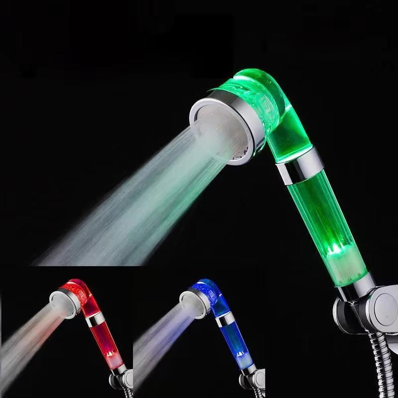 ABS Eco-Friendly Hotel Use Temperature Control Shower Head with 3 Functions Luminous Massage and LED Light