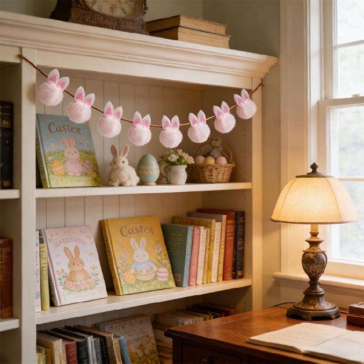 Premium Nonwoven Fabric Easter Rabbits Ear Banners Spring Festival Hanging Flag For Indoor Outdoors Holiday Decorating