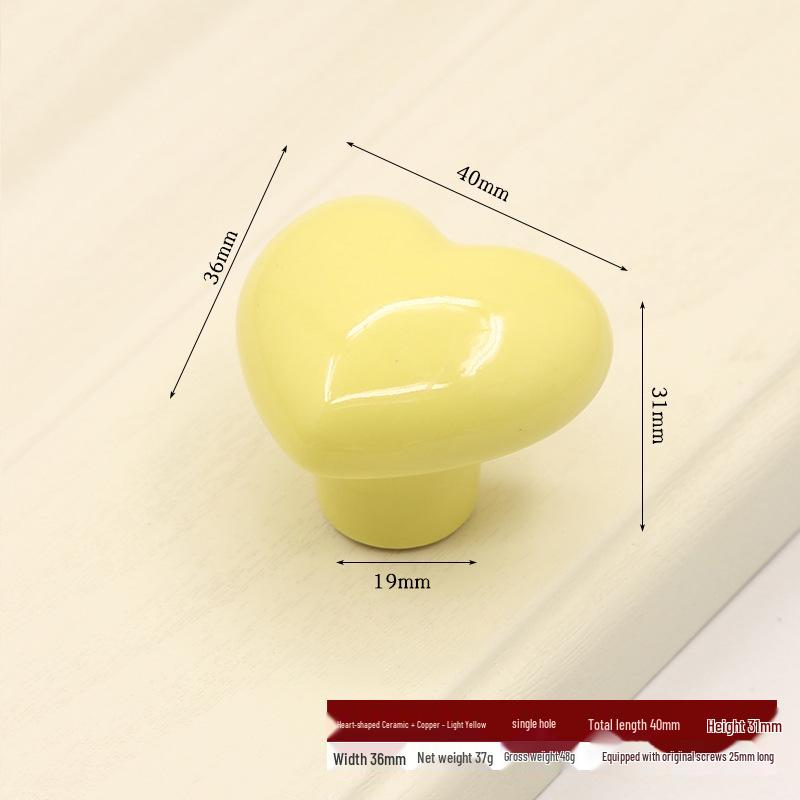 Colorful Heart-Shaped Ceramic Drawer Handle