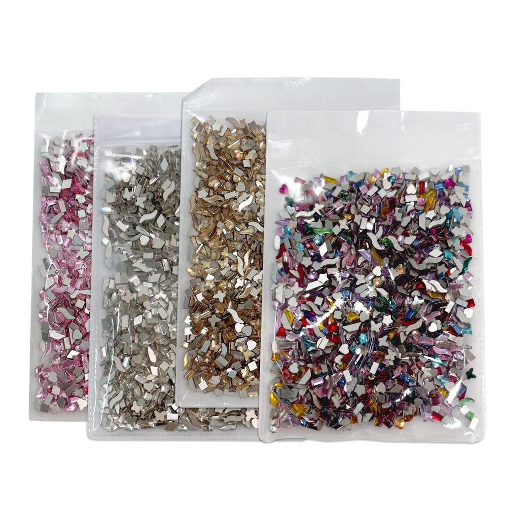 1440 Mini Flat-Back Rhinestones for Nail Art, Mixed Styles, Super Shiny Champagne Color, DIY Accessories