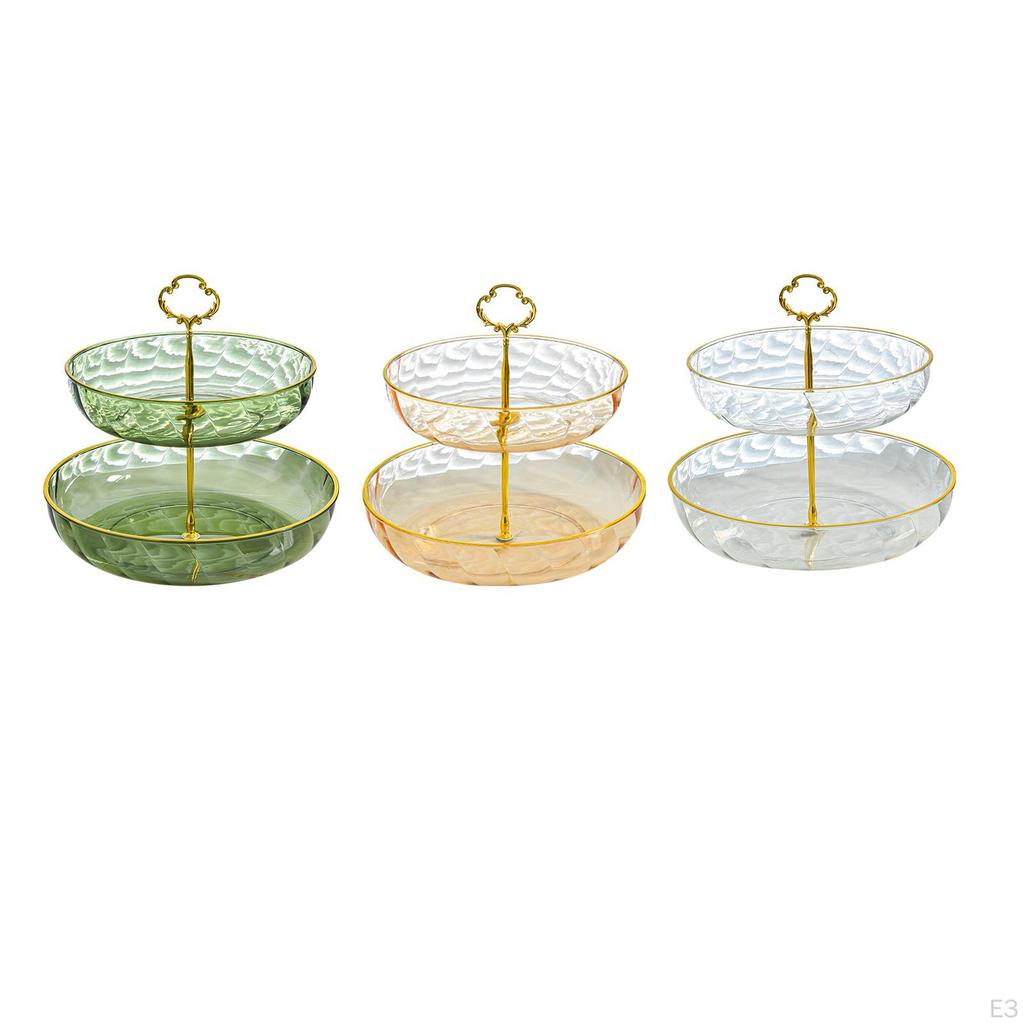Cake Stand 2 Tier Fruit Snack Plates Dessert Rack with Handle Pastry Holder Serving Tray for Home