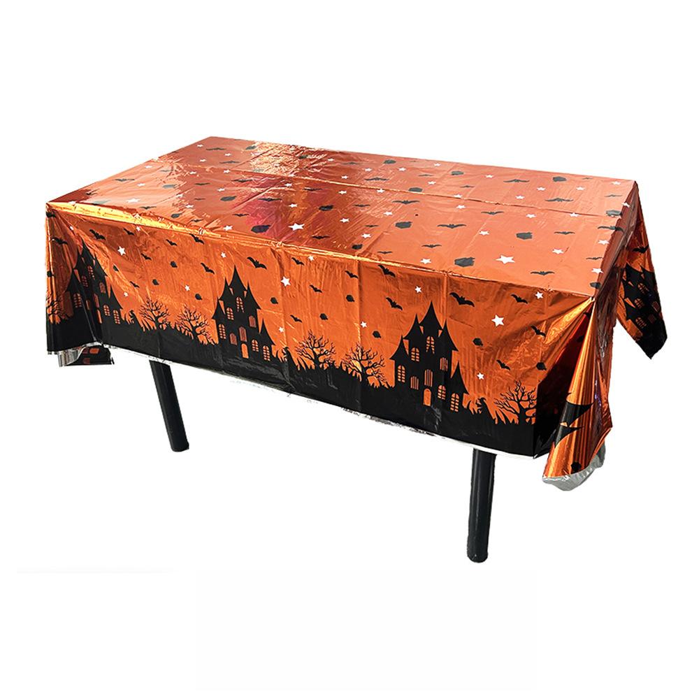 Halloween Tablecloth Orange Black Horror Ghost Table Cover Happy for Trick or Treat Theme Home Decoration