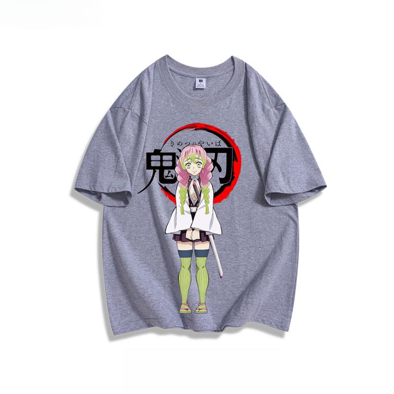 Popular anime demon slayer print 100% pure cotton short sleeved summer men's outdoor casual fashion comfortable streetwear