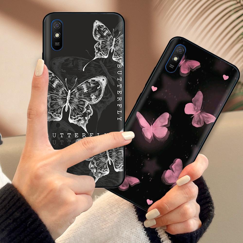 Phone Case For Redmi 9A Case Fashion Butterfly Soft TPU Back Cover For Xiaomi Redmi 9A Case Silicone Cover For Redmi 9A 9AT Bags