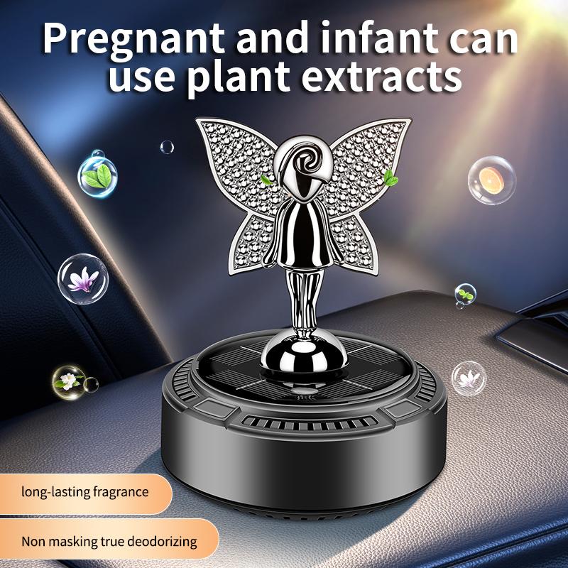 Solar Car Air Freshener Angel Rotating Diffuser Dashboard Perfume Ornament Plant Extract Fragrance Auto Decor