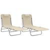 Vidaxl Folding Sun Loungers, 2 Pcs, Cream, Textilene And Steel