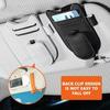 Multi-Functional Sunglasses Holder for Car Sun Visor Clip On PU Leather Card Organizer with Pen Loop