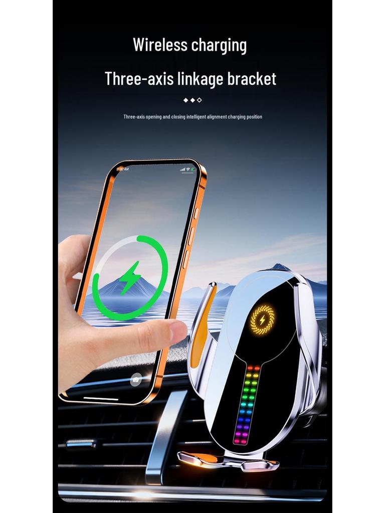 Treaxtlig gravitationsluftventilsbiltelefonhållare med trådlös laddning