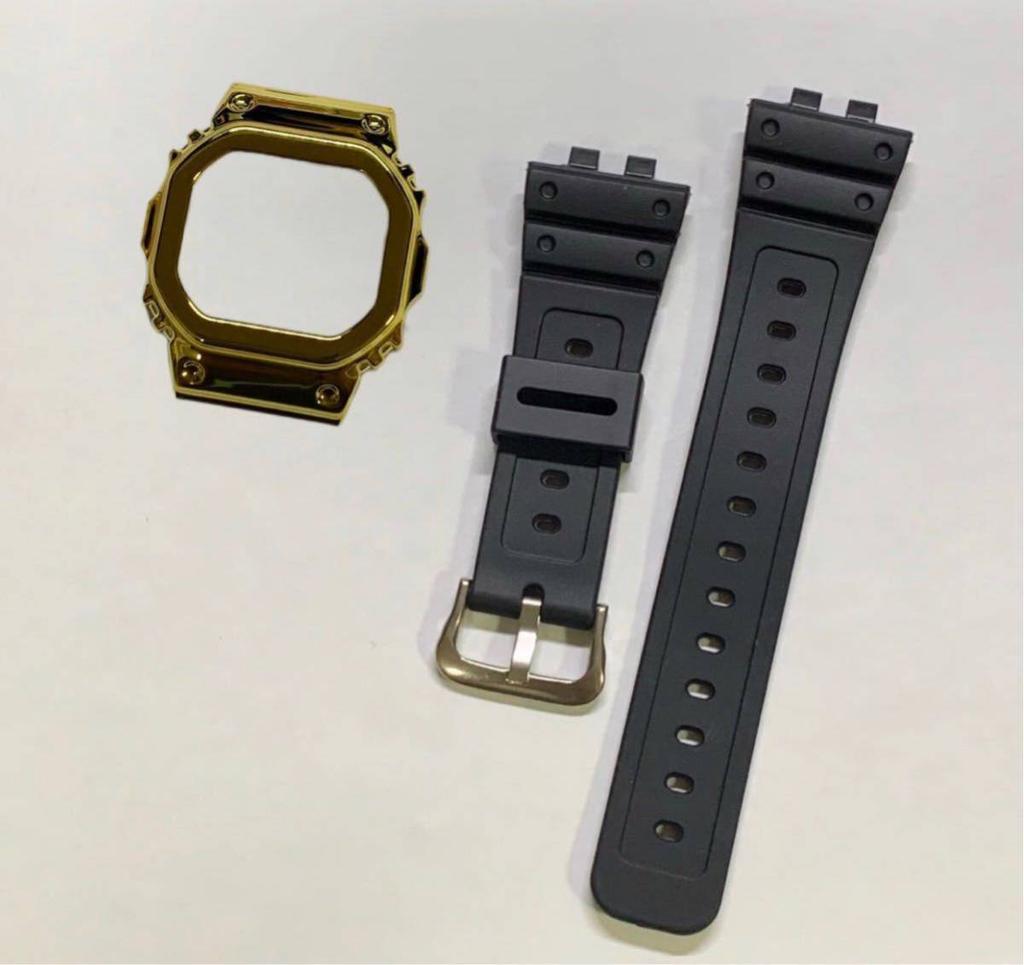 CASIO Compatible bezel and strap set for Polycarbonate resin bezel GMW-B5000 series. (PC) set, silver.