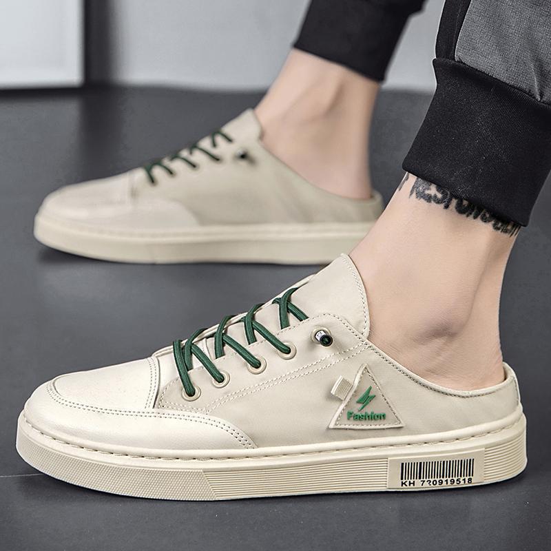 Fashion Mesh Half Slippers Fashion Men Canvas Shoes Men Trend Sandals Slippers Baotou Half Slippers Hollowed Out Breathable Men's Shoes