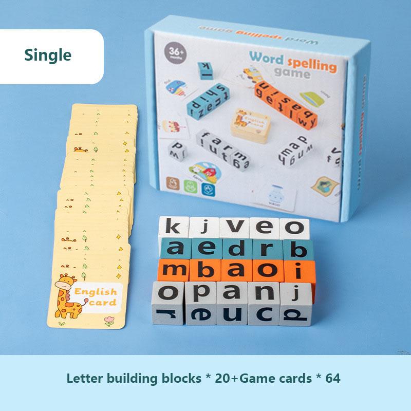 Englische Karten für Kinder, Montessori-Holzbuchstaben, interaktives Rechtschreibspiel für Eltern und Kinder, Desktop-Spiele