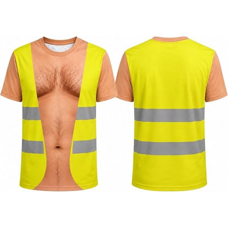 Pánské Vtipné 3D Falešná Reflexní Vesta Potisk Svalů na Hrudníku Tričko Novinka Optická Iluze Trička Halloweenský Večírek Kostým Ležérní Streetwear