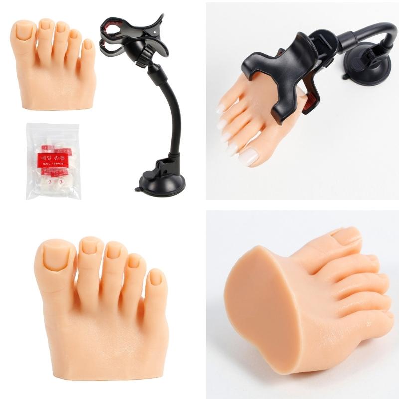 1Set Practice Fake Foot Flexible Movable Soft Silicone Fake Foot Prosthetic Manicure Tool for Nails Training Display