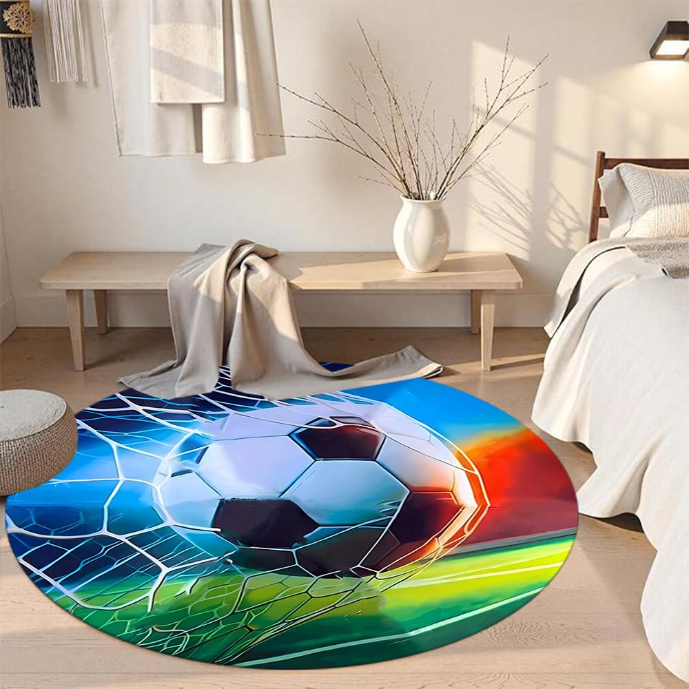 Football Round Floor Mat Perfect for Decorate room Outdoor Foyer Balcony Antislip Round Carpet Decorate Offices