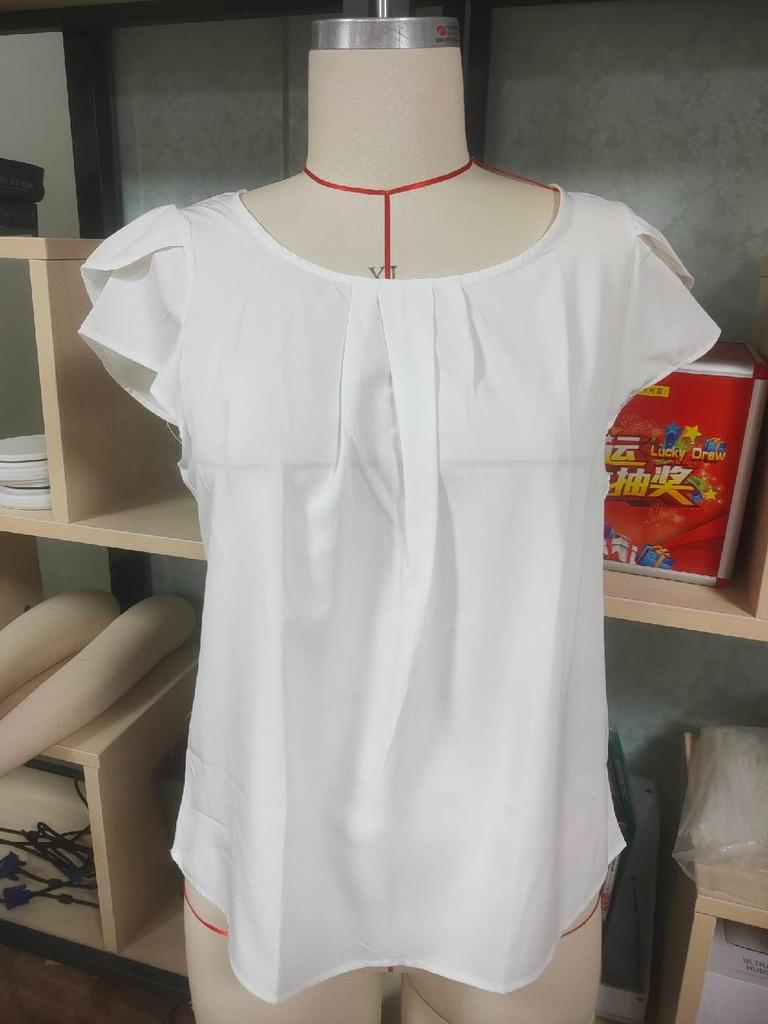 Women's Fashion Printed Short-sleeved Button Round Neck Casual Tops