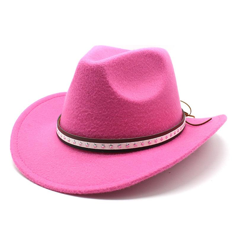 Felt Hat Retro Woolen Hat Cowboy Hat Belt Woolen Top Hat Ethnic Style Hat Retro Jazz Hat